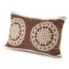 16" X 24" Brown and Ivory Medallion Cotton Lumbar Throw Pillow With Texture