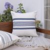 20" Navy and White Striped Throw Pillow With Ruffle