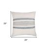 20" Blue and White Striped Throw Pillow
