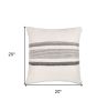20" Black Gray and White Striped Throw Pillow