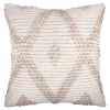 20" White and Natural Diamond Throw Pillow
