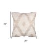 20" White and Natural Diamond Throw Pillow