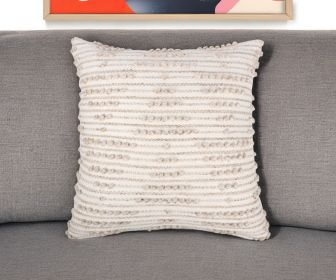 20" White and Natural Geometric Throw Pillow