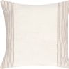 22" Beige and Ivory Striped Cotton Throw Pillow