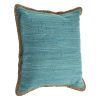 Set of Two 20" Turquoise Cotton And Jute Throw Pillows with Texture