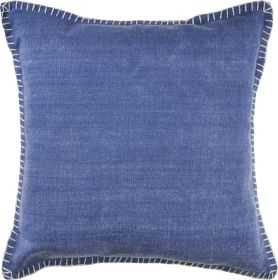Set of Two Blue Cotton Throw Pillow