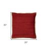Set of Two 20" Red Cotton And Jute Throw Pillows with Texture