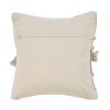Set of Two Beige Striped Cotton Throw Pillow With Fringe