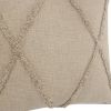 Set of Two Taupe and Brown Diamond Cotton Throw Pillow With Fringes