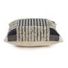 Set of Two Black and Ivory Plaid Cotton Throw Pillow With Fringe