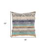 Set of Two Blue Striped Cotton Throw Pillow With Fringe