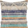 Set of Two Blue Striped Cotton Throw Pillow With Fringe