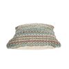Set of Two 18" Beige Blue and Green Striped Cotton Blend Throw Pillows