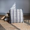 Set of Two 18" Black Gray and Ivory Striped Cotton Blend Throw Pillows with Texture