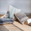 Set of Two 18" Black Gray and Ivory Striped Cotton Blend Throw Pillows with Texture