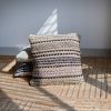 Set of Two 18" Brown and Dark Green Striped Cotton Blend Throw Pillows with Texture