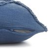 Set of Two 16" X 24" Blue Diamond Cotton Lumbar Throw Pillow With Fringe
