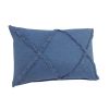Set of Two 16" X 24" Blue Diamond Cotton Lumbar Throw Pillow With Fringe