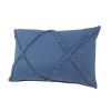 Set of Two 16" X 24" Blue Diamond Cotton Lumbar Throw Pillow With Fringe