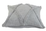 Set of Two Light Gray Diamond Cotton Throw Pillow With Fringe