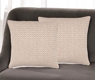 Set of Two Beige Chevron Cotton Throw Pillow