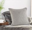 Set of Two Beige Chevron Cotton Throw Pillow