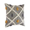 Set of Two Black and Yellow Striped Cotton Throw Pillows With Fringe
