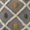 Set of Two Black and Yellow Striped Cotton Throw Pillows With Fringe