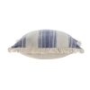 Set of Two 18" Blue and Cream Cotton Throw Pillows with Fringe