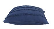 Set of Two Navy Blue Ribbed Cotton Throw Pillow With Fringe