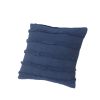 Set of Two Navy Blue Ribbed Cotton Throw Pillow With Fringe