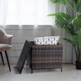 Square Flip Top Brown Gradient Rattan With 27Gallon Woven Edge