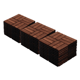 Acacia Wood Interlocking Deck Tiles Checker Pattern, 30 PCS 12" x 12" Square Acacia Hardwood Outdoor Flooring for Patio, Bancony, Pool Side,...