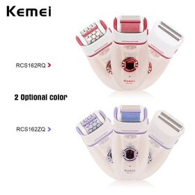 Kemei 3 In 1 Women Electric Dead Skin Callus Remover Lady Epilator Epilation Shaver Care Depilatory Depilation Bikini Body 3031