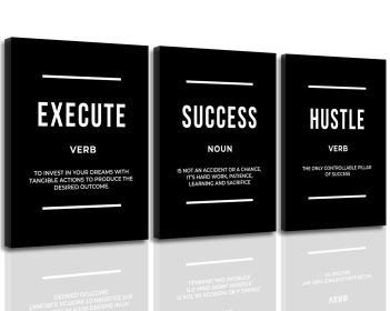 Motivational Wall Art Positive Quote Poster Canvas Painting Execute Success Hustle Inspirational Quotes Wall Art Office Wall Decor Pictures for H