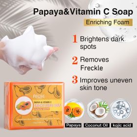 AILKE Natural Papaya Soap, Deep Cleansing, Moisturizing, Smooth & Soft Skin, Brightening Soap Bar, Suitable For Face And Body