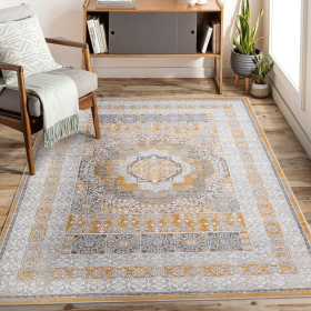 LOOM & LUXE Collection 5X7 Cream/Ivory /Medallion Non-Shedding Living Room Bedroom Dining Home Office Stylish and Stain Resistant Area Rug