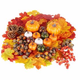 162PCS Artificial Harvest Decoration Set Realistic Maple Leaf Acorn Pumpkin Home Table Decoration for Festive Vibe