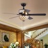 Tohva 6-Light Ivory Tiffany 5-Blade 52-Inch Matte Black Ceiling Fan