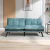 Convertible Sofa Bed Loveseat Futon Bed Breathable Adjustable Lounge Couch with Metal Legs,Futon Sets for Compact Living Space Chenille- Mint Green