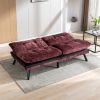 Convertible Sofa Bed Loveseat Futon Bed Breathable Adjustable Lounge Couch with Metal Legs,Futon Sets for Compact Living Space Chenille- Wine Red