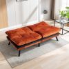 Convertible Sofa Bed Loveseat Futon Bed Breathable Adjustable Lounge Couch with Metal Legs,Futon Sets for Compact Living Space Chenille- Orange