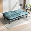 Convertible Sofa Bed Loveseat Futon Bed Breathable Adjustable Lounge Couch with Metal Legs,Futon Sets for Compact Living Space Chenille- Mint Green