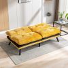 Convertible Sofa Bed Loveseat Futon Bed Breathable Adjustable Lounge Couch with Metal Legs,Futon Sets for Compact Living Space Chenille-Yellow