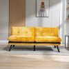 Convertible Sofa Bed Loveseat Futon Bed Breathable Adjustable Lounge Couch with Metal Legs,Futon Sets for Compact Living Space Chenille-Yellow