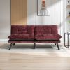 Convertible Sofa Bed Loveseat Futon Bed Breathable Adjustable Lounge Couch with Metal Legs,Futon Sets for Compact Living Space Chenille- Wine Red