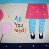 [All You Need] Embroidered Applique Fabric Art Tote Bag / Shopper Bag (9.3*7.2*4.2)