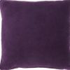 16" Purple and Ivory Velvet Throw Pillow