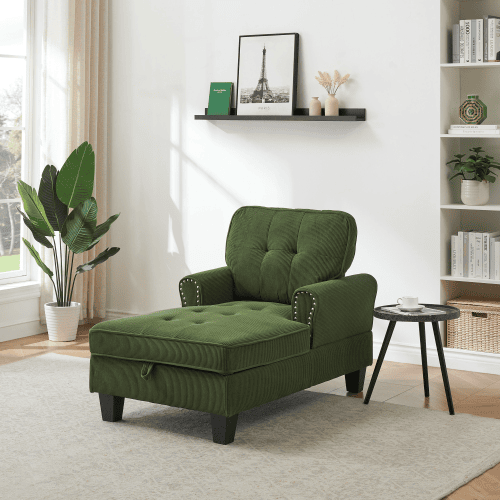 Chaise Lounge Indoor Sleeper Sofa Bed Chair Upholstered Lounge Chair For Bedroom Living Room With Rivets