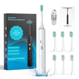 Aquasonic Black Series Ultra Whitening Toothbrush   ADA Approved Electric Toothbrush    8 Brush Heads    Travel Case   40.000 VPM Electric Motor (Color: White)